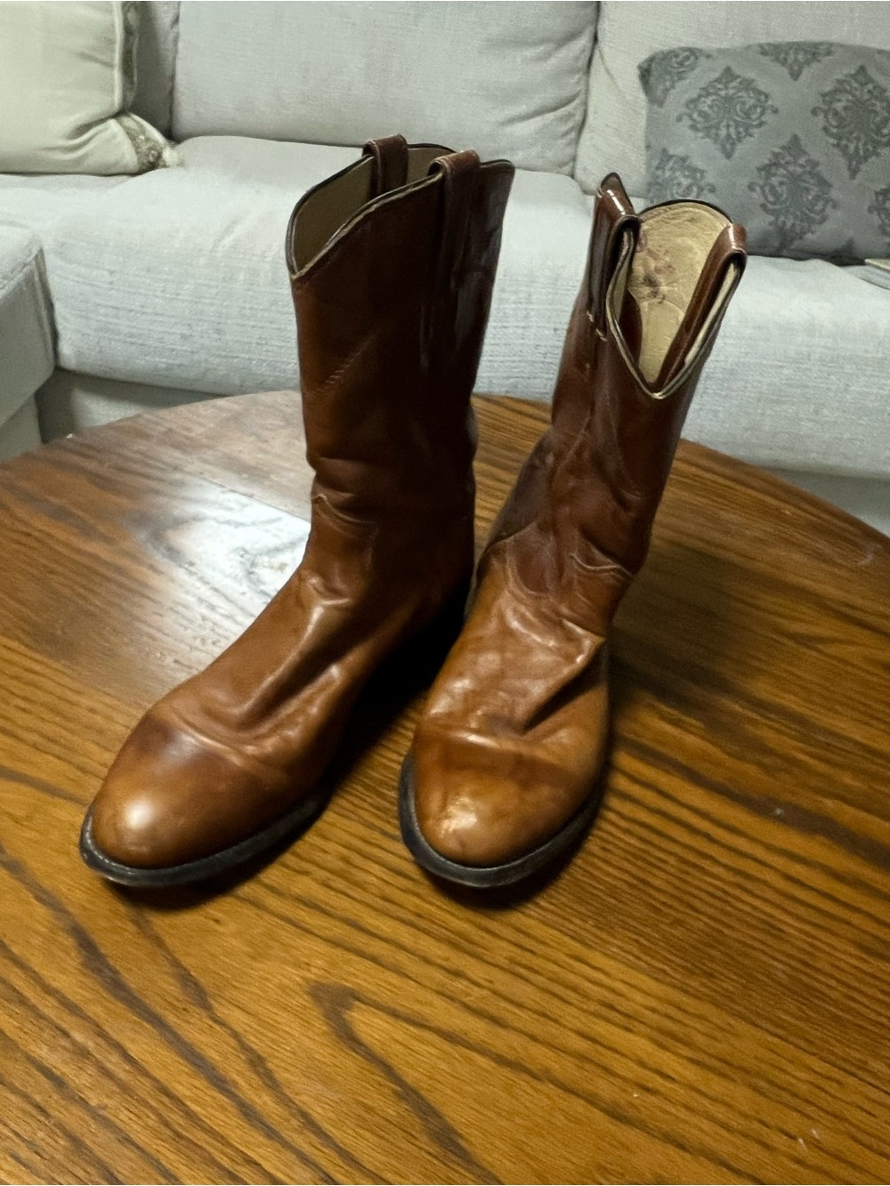 Justin Boots Brown Leather Pull-On Western Work Boots